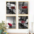 thumbnail image 2 of 4pcs Modern Red Rose Flower Canvas Painting Famous Landmark Landscape EiffeL Tower Paris Artwork Posters and Prints ,Ideal Gift for Bedroom Corridor, Wall Decor, Fall Decor, Room Decoration Unframed, 2 of 8