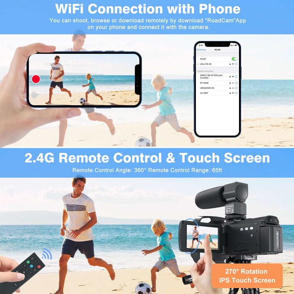5K Video Camera 48MP UHD Wifi Camcorder IR Night Vision 16X Digital Zoom Vlog Cameras for YouTube