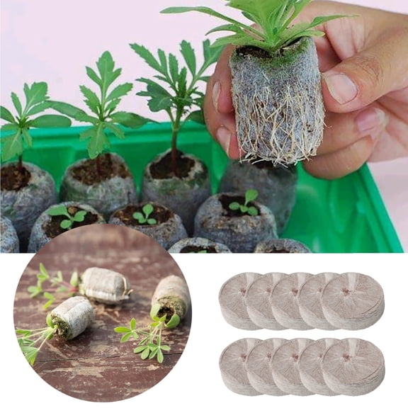 10 Organic Plant Seed Starter Blocks - Nutrient-Rich Soil Cubes for Vegetable/Flower Garden Transplanting
