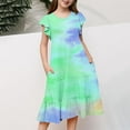 thumbnail image 5 of Gaexia Dresses for Girls 10-12 Summer Dress with Pockets Ruffle Sleeves Colour Gradient Summer Dress Knee-Length Girls Dresses Casual Dress for Children and Teenagers,140, 5 of 5