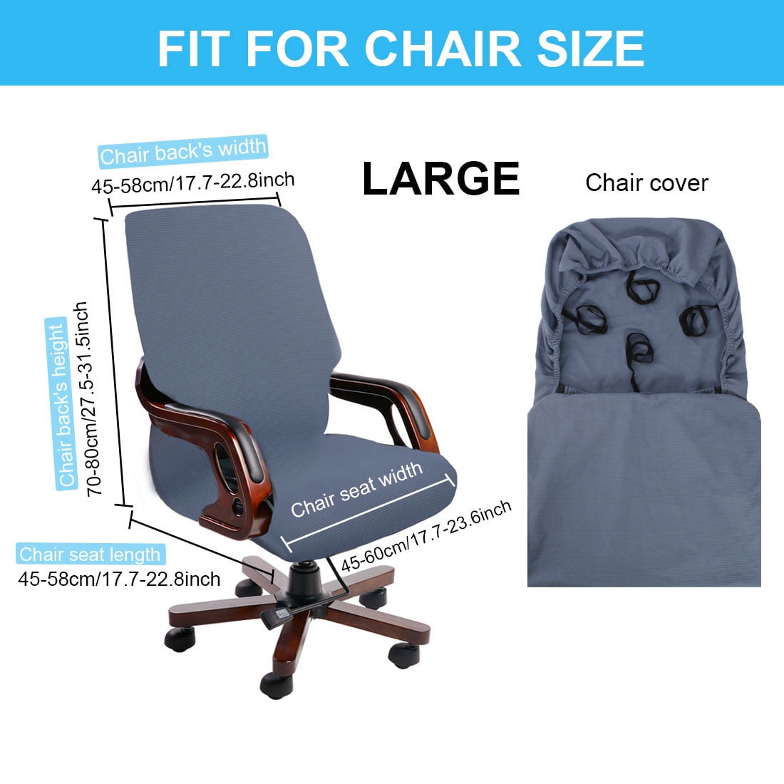 Unique Bargains Stretch Jacquard Office Room Chair Slipcover Steel Blue