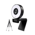 thumbnail image 1 of FHD 1080P Fixed Focus Live Streaming Webcam With Dual Ring Light 30FPS USB Tripod Web Camera For PC Laptop For Conferencing ,Easy to Install, 1 of 6