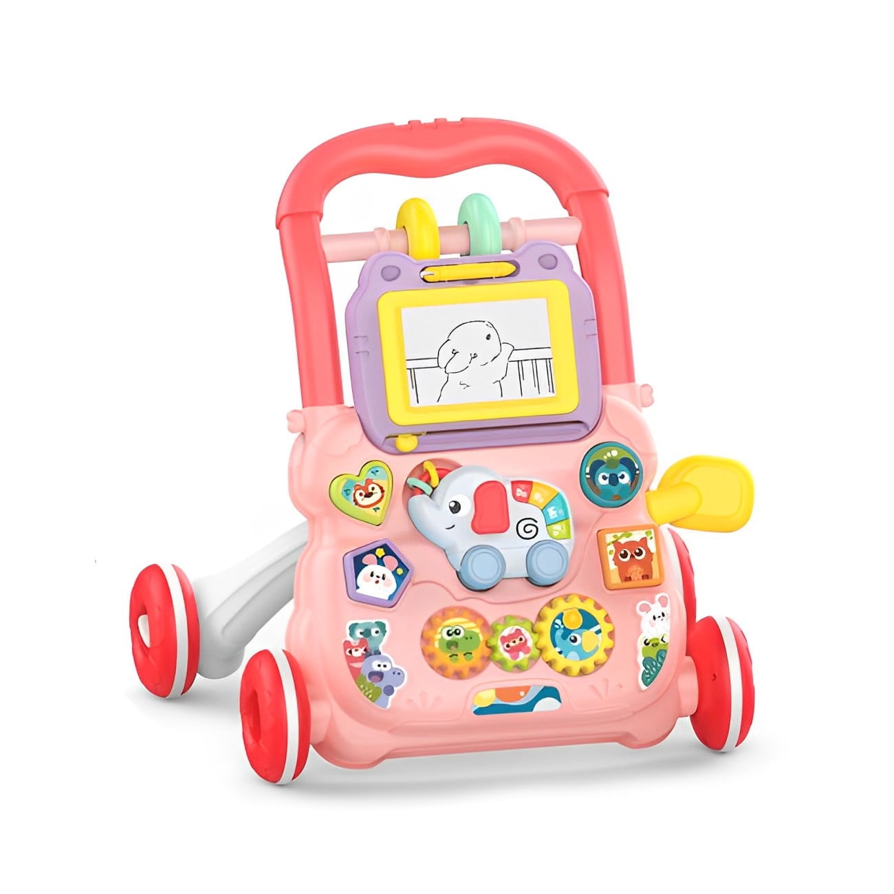 Hot Bee Sit-to-Stand Learning Walker, 2 in 1 Baby Walker with Drawing Board, Early Educational Activity Center