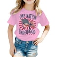 thumbnail image 4 of FAOWME Children Kids Girls T Shirt Short Sleeve Round Neck American Flag Print Comfortable Breathable Top For Holiday Festival Celebration,Pink,4-5 Years, 4 of 4