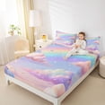 thumbnail image 4 of jejeloiu 3D Colorful Clouds Twin Sheet Sets,Multicolor Gradient Sky Bedding For Girls Kids 3-Piece, 4 of 7