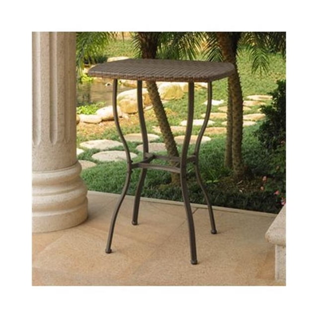 International Caravan 4110-TBL-CH Valencia Resin Wicker & Steel Bar Height Table, Chocolate