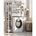 thumbnail image 2 of Over The Toilet Storage with 2 Drawers - iSunirm 11 Tier Bathroom Organizer Freestanding Space Saver Storage Rack with Adjustable Shelf & 4 Hooks for Restroom, Laundry, White, 2 of 7