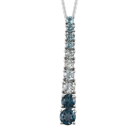Shop LC 925 Sterling Silver Round Blue Topaz Skyblue Necklace Platinum Plated Pendant Bridal Anniversary Engagement Wedding Size 20" Ct 1.6 For Women Jewelry