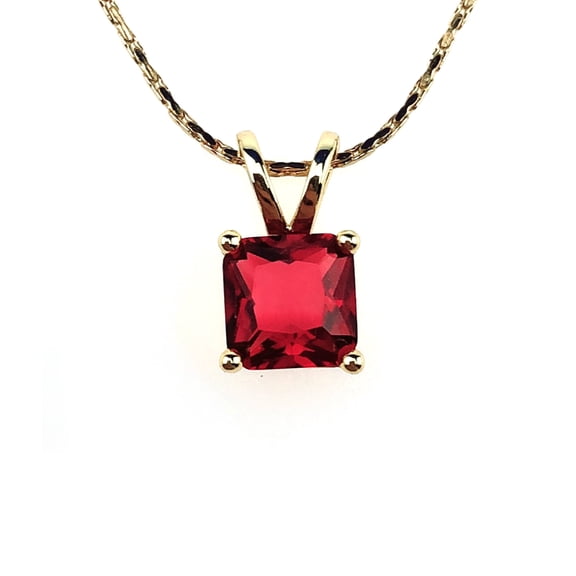 18k Yellow Gold Ruby Princess Necklace 18 inch Gift for Her Women's Plated by Paris Jewelry