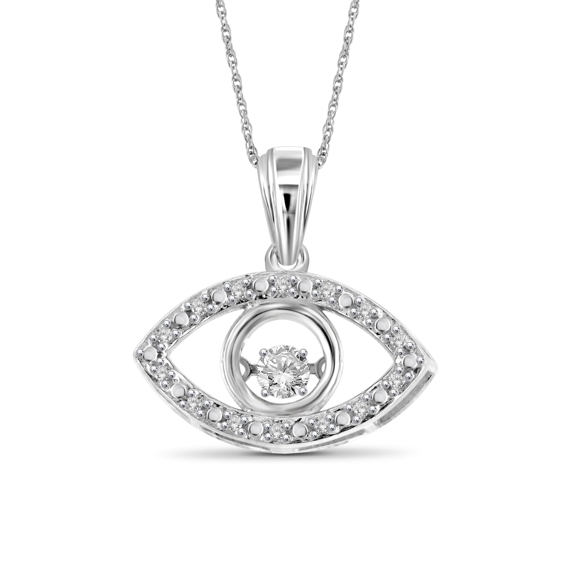 Diamonds in the Sky Diamonds in the Sky Necklace with Dancing White Diamond 1/7 Carat | 0.925 Sterling Silver | Jewelry Pendant Necklaces for Women & 18 inch Rope Chain with Spring Clasp