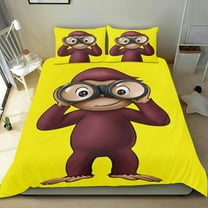 Curious Monkey Themed Bed Sheet Set Three Piece Set 53x79 Inches Comfortable And Skin Friendly Unique Design Creating A Star Studded Night