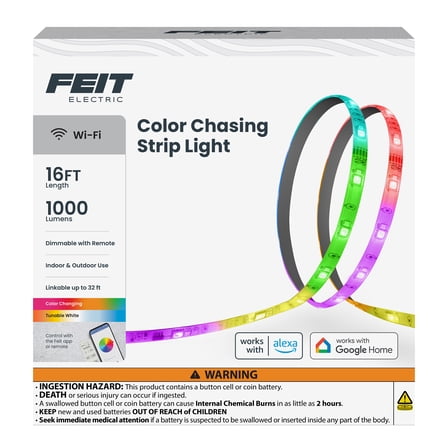 Feit Electric Smart LED 16ft' 17W Indoor/Outdoor, Color Chasing, Strip Light 1Pk