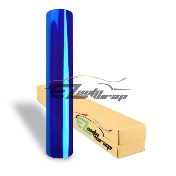 EZAUTOWRAP 12" Wide Glossy Dark Blue Headlight Taillight Fog Light Side Marker Vinyl Tint Film Roll Sticker Self Adhesive