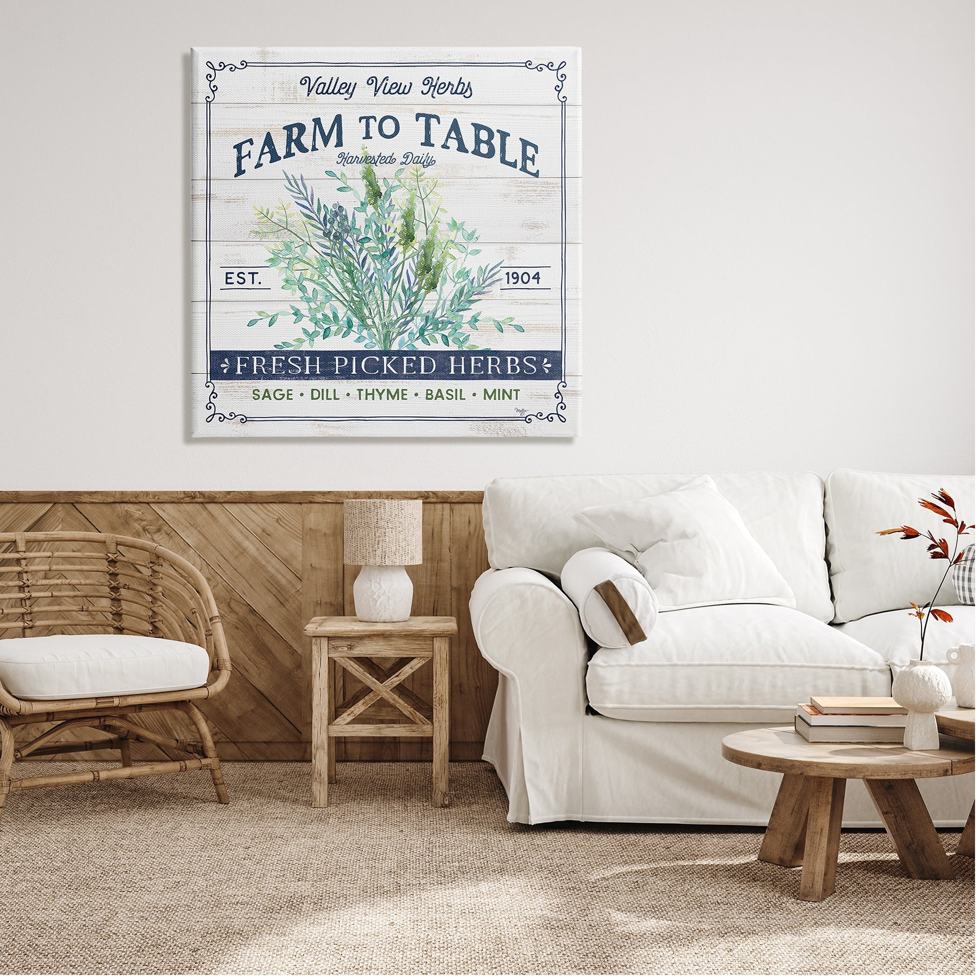 Stupell Industries Fresh Picked Herbs Phrase Botanical & Floral Painting Gallery Wrapped Canvas Print Wall Art, 36 x 36