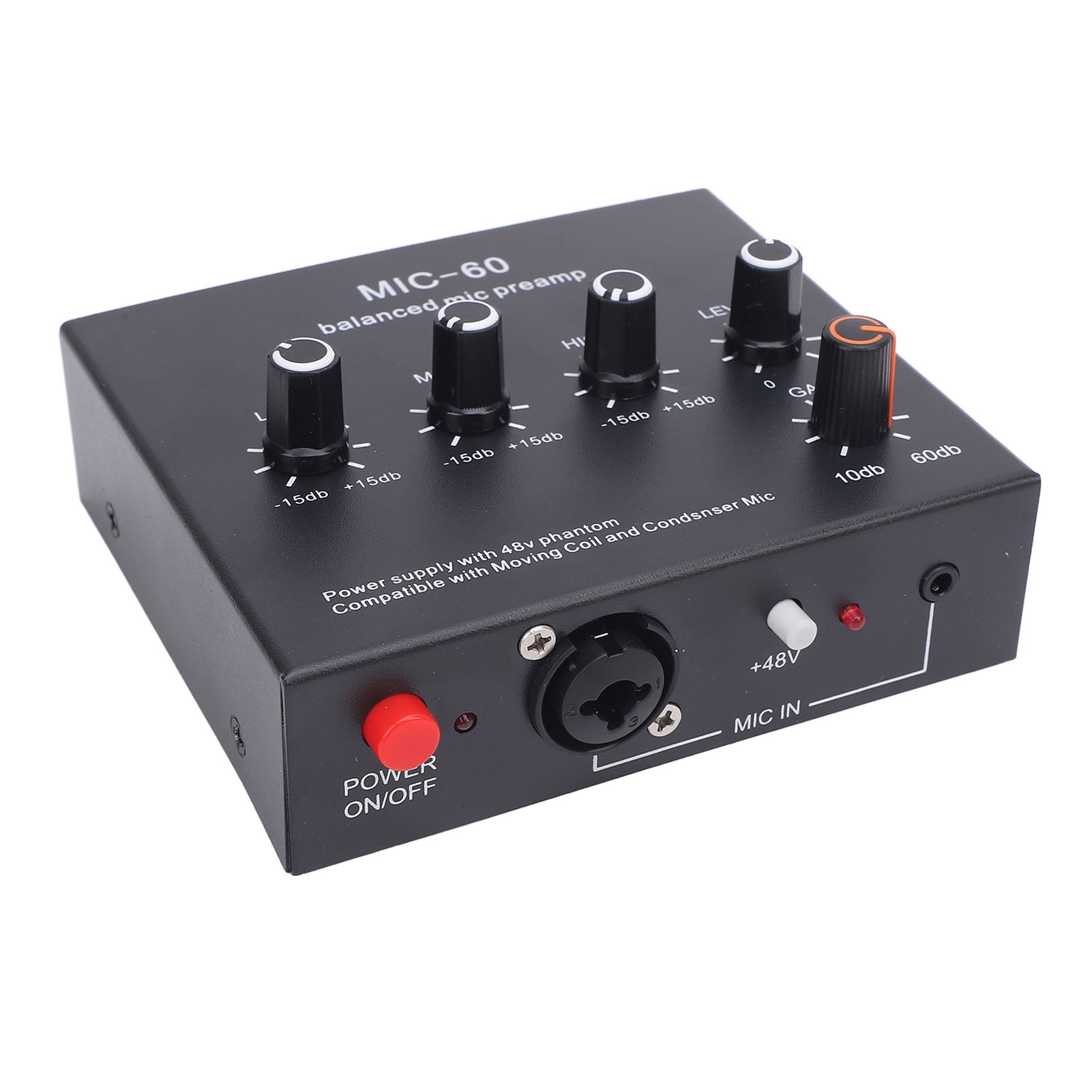3,Channel Mic Preamp: Boost Sound W/ 60dB Gain, XLR, 3.5mm  6.35mm Inputs, Studio Quality