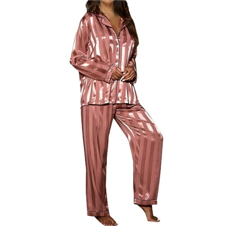 

Peyakidsaa Women’s 2Pcs Pajama Set Long Sleeve Striped Print Shirt + Pants Set
