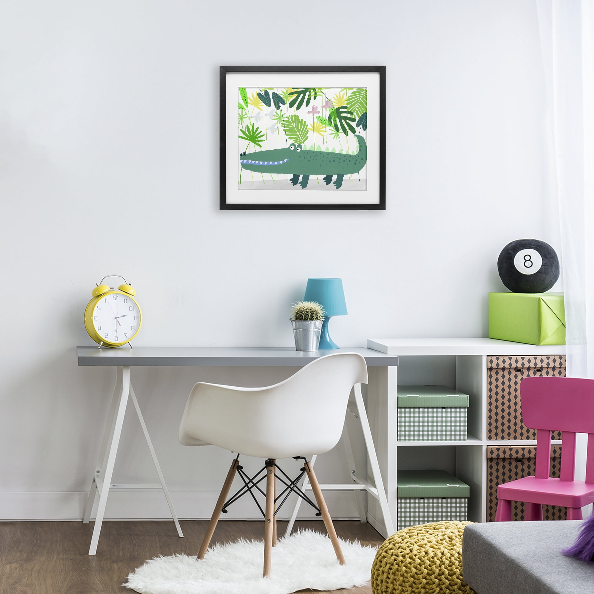 Stupell Industries Crocodile Jungle & Leaves Black Framed Print Under Glass, design by Carla Daly