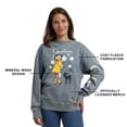 thumbnail image 2 of Coraline Character Cat & Stars Logo Women's Gray Mineral Wash Crew Neck Long Sleeve Sweatshirt -XL, 2 of 7