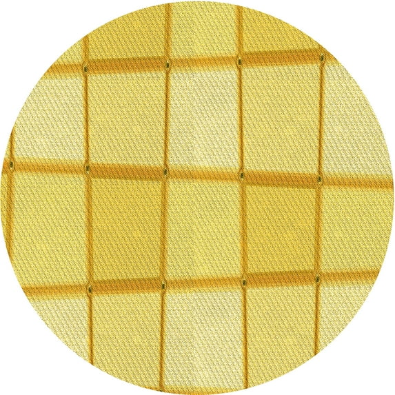 Ahgly Company Machine Washable Indoor Round Transitional Yellow Area Rugs, 6' Round
