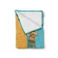 thumbnail image 2 of Hula Girl Soft Flannel Fleece Throw Blanket, Woman Playing Ukulele by the Sun Musical Island Vacation Spots, Cozy Plush for Indoor and Outdoor Use, 50" x 60", Mustard Olive Green, by Ambesonne, 2 of 5