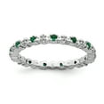 thumbnail image 1 of 925 Sterling Silver Created Emerald Diamond Stackable Ring Birthstone May Gemstone Fancy, 1 of 8