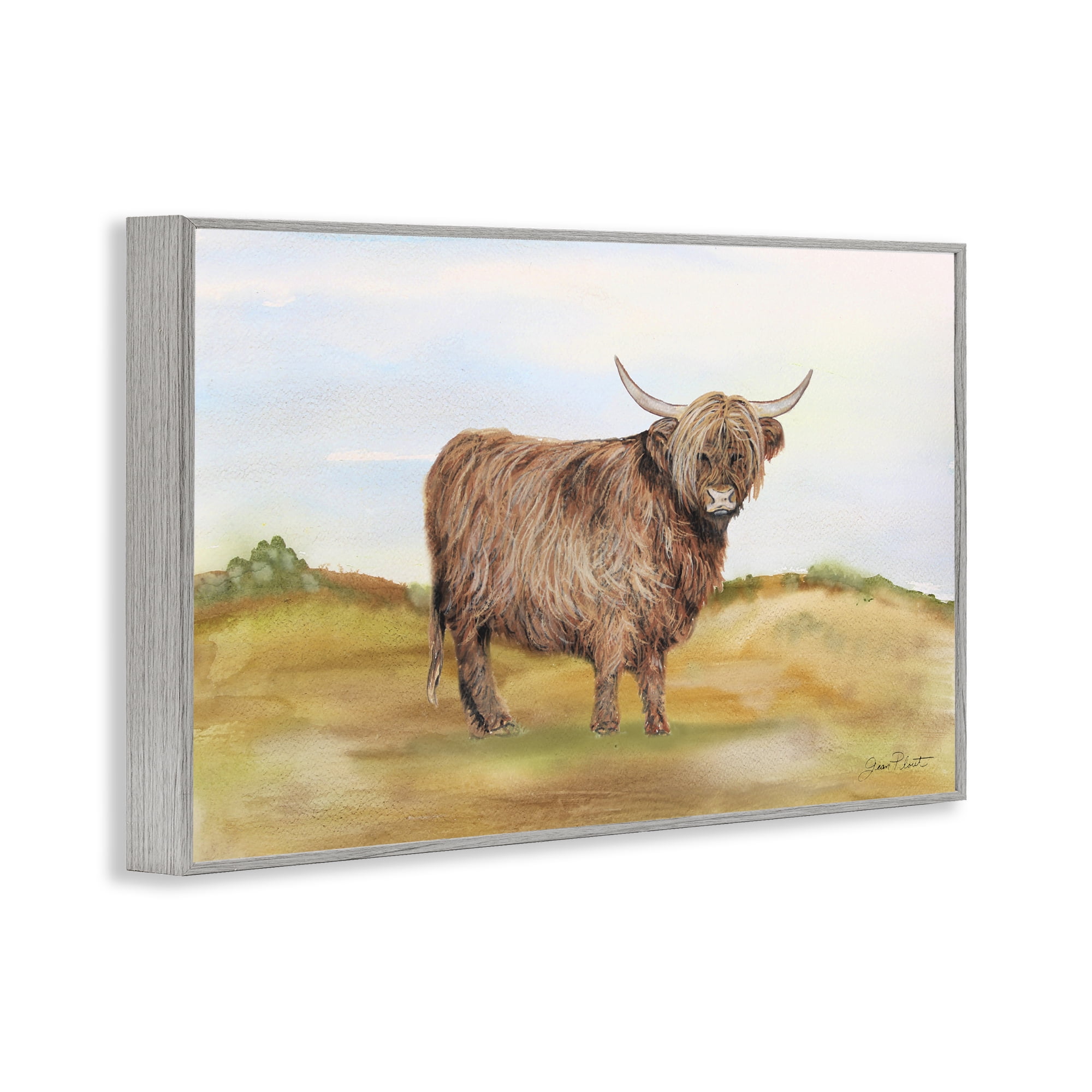 Farm Animal In Pasture Gray Framed Giclee Art, design by Jean Plout