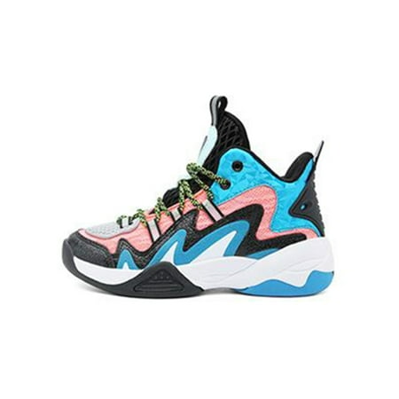 

Kesitin Boys Girls Basketball Shoes Lace-Up Sneakers Durable Running Shoe Kids Trainers Outdoor Breathable Sport Black Blue 7