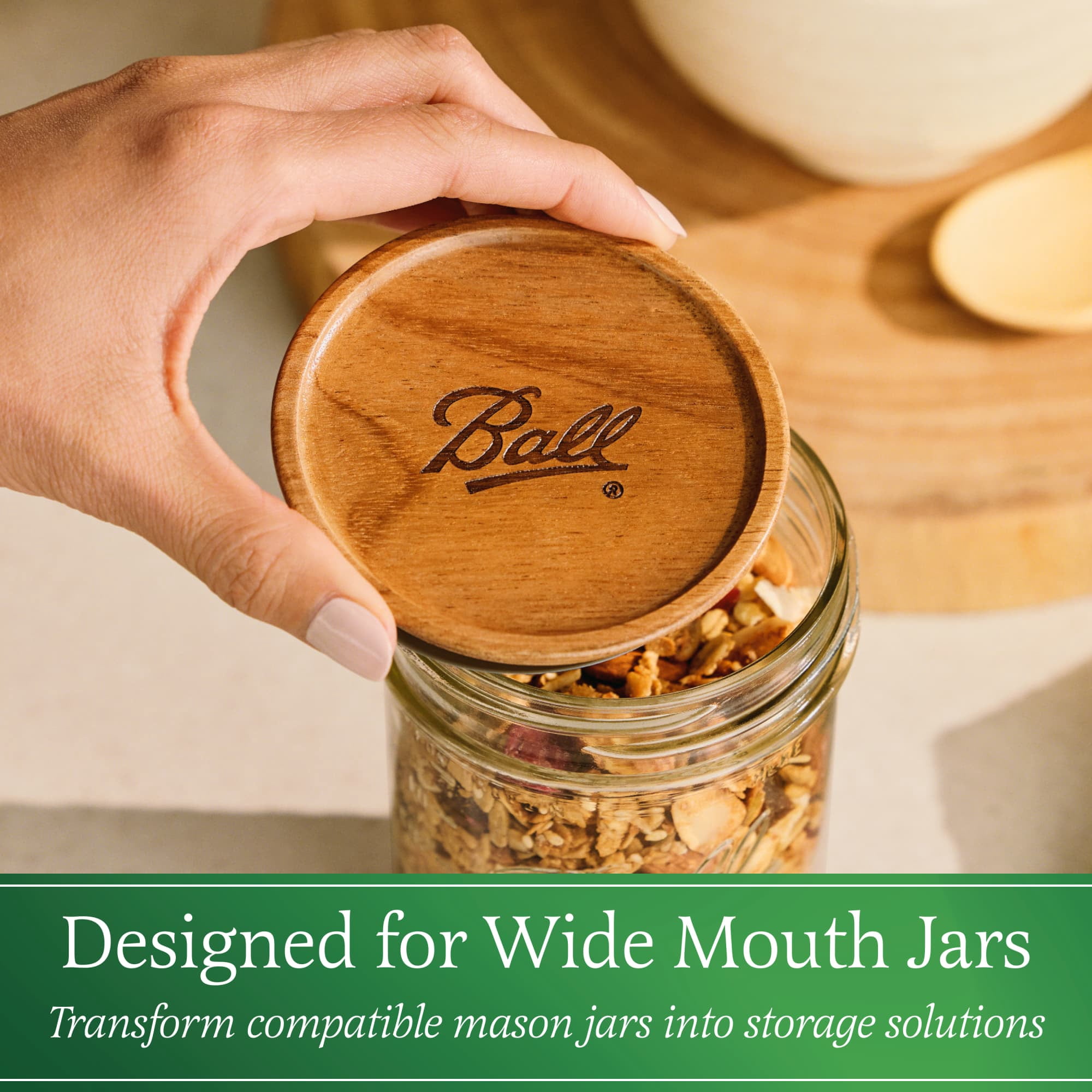 (6 pack) Ball Wooden Storage Lids, Wide Mouth, Ball Jar Lids, 3-Pack