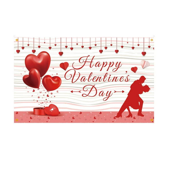 Happy Valentines Day 71x43 Inch | Valentines Day Backdrop for Valentines Day Decor | Valentines Backdrop for Valentines Banner Decorations