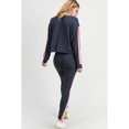 thumbnail image 2 of Women's Varsity Striped Crop Top & Leggings 2-Piece Set, Charcoal/Dusty Rose, M/L, 2 of 3