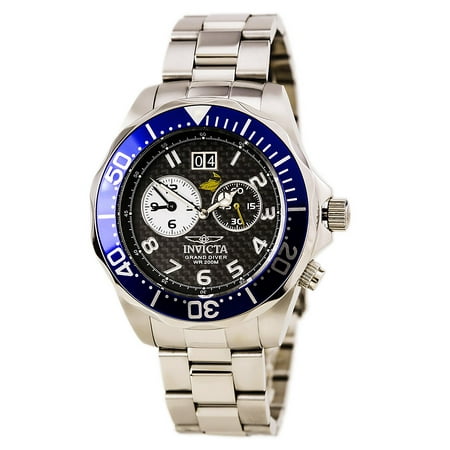 Invicta 14442 Men's Grand Diver Dual Time Blue Bezel Steel Bracelet Dive Watch