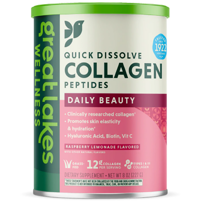 Great Lakes Wellness Quick Dissolve Collagen Peptides Beauty - Raspberry Lemonade