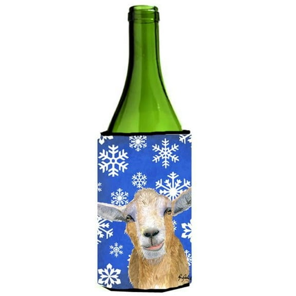 Winter Snowflakes Goat Winter Wine bottle sleeve Hugger 24 oz.