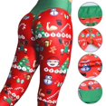 thumbnail image 3 of Blue and white Leggings navideños feos de cintura alta para mujer, medias navideñas con lazo a rayas y muñeco de nieve, 3 of 4