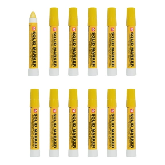 Sakura Solid Paint Markers with Twist Up Tip - Low Temperature Permanent Marker Pens - Window, Wood, & Glass Marker - Yellow Paint - 12 Pack