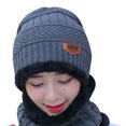 thumbnail image 2 of 2-piece Unisex Warm Knitted Hat Scarf Multifunction Wool Beanie Winter Windproof Outdoor Cycling, 2 of 10