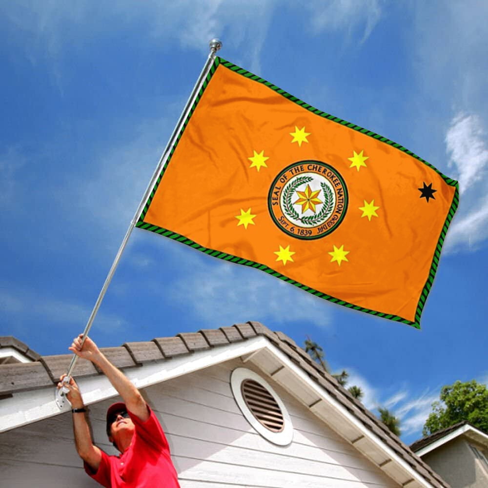 Dutern Double Sided Cherokee Nation Flag Banner 3 Ply with Brass Grommets 3x5 Feet