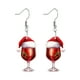 thumbnail image 1 of Pendientes navideños de copa de vino, gorro de Papá Noel, de plástico, ligeros y elegantes, para mujer., 1 of 6