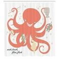 thumbnail image 3 of Ambesonne Nautical Shower Curtain, Octopus Holding Sap, 69"Wx70"L, Coral Beige Green, 3 of 3