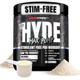 PROSUPPS Hyde Max Pump Pre Workout for Men and Women (Unflavored, 20 Servings)