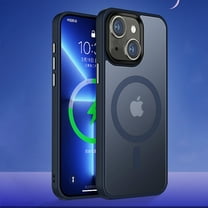 SaniMore for iPhone 15 6.1" Magnetic Case, Rugged PC Translucent Back Case with Wireless Charging Heavy Duty Full Body Protective Case for iPhone 15 Women Men, Darkblue