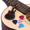 thumbnail image 3 of ammoon Leather Guitar Picks Holder Case Bag Guitar Shape with Key Ring 5pcs Celluloid Guitar Picks String Instrument Accessories, 3 of 6