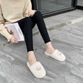 thumbnail image 4 of Qingpeng Ladies Closed Toe Open Back Plush Slippers Soft Cozy House Shoes Comfortable Indoor Footwear with Crown Detail for Home, 4 of 7