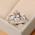 thumbnail image 4 of HeartsAndYou 2.3ct Natural Morganite & Diamond Engagement Ring Trilogy 14k SOLID White Gold, 4 of 8