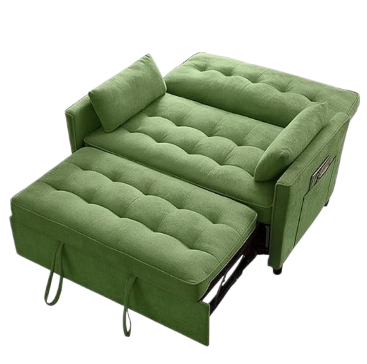 3-in-1 Convertible Sofa Bed with USB Charging Ports, Pull-Out Sleeper Sofa with Adjustable Backrest and Side Pocket, Compact Loveseat Couch for Living Room, Apartment, Dorm