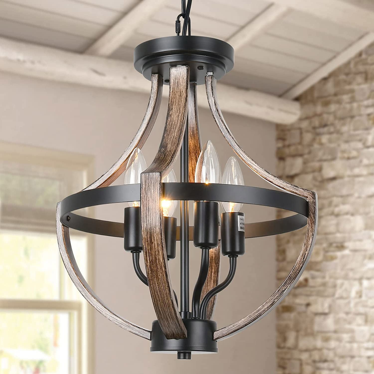 GoYeel 4Light Farmhouse Hanging Pendant Lighting,Rustic Faux Wooden