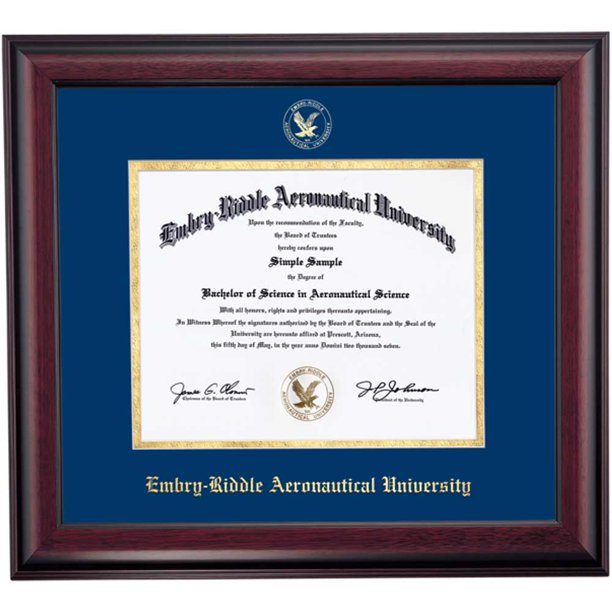Ocm Diploma Frame For Embry Riddle Aeronautical University 16 X 18 Frame Embossed Navy Gold Mat Walmart Com Walmart Com