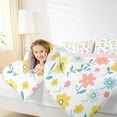 thumbnail image 4 of jejeloiu Cartoon Cute Floral Queen Comforter Set,Kawaii Daisy Blossom Bedding Sets,White Yellow Blue Bedding Comforter Set For Girl,Ultra Soft Home Decor Reversible,3-Piece, 4 of 8