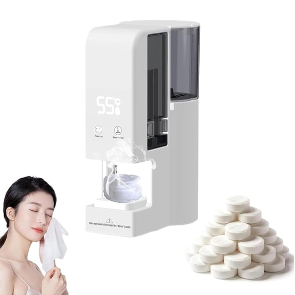 Hot Face Towel Warmer Machine, Disposable Face Towel Warmer Dispenser, Heats Up in 5 Seconds,131°F Adjustable Constant Temperature, Suitable for Dressing Tables and Bathrooms
