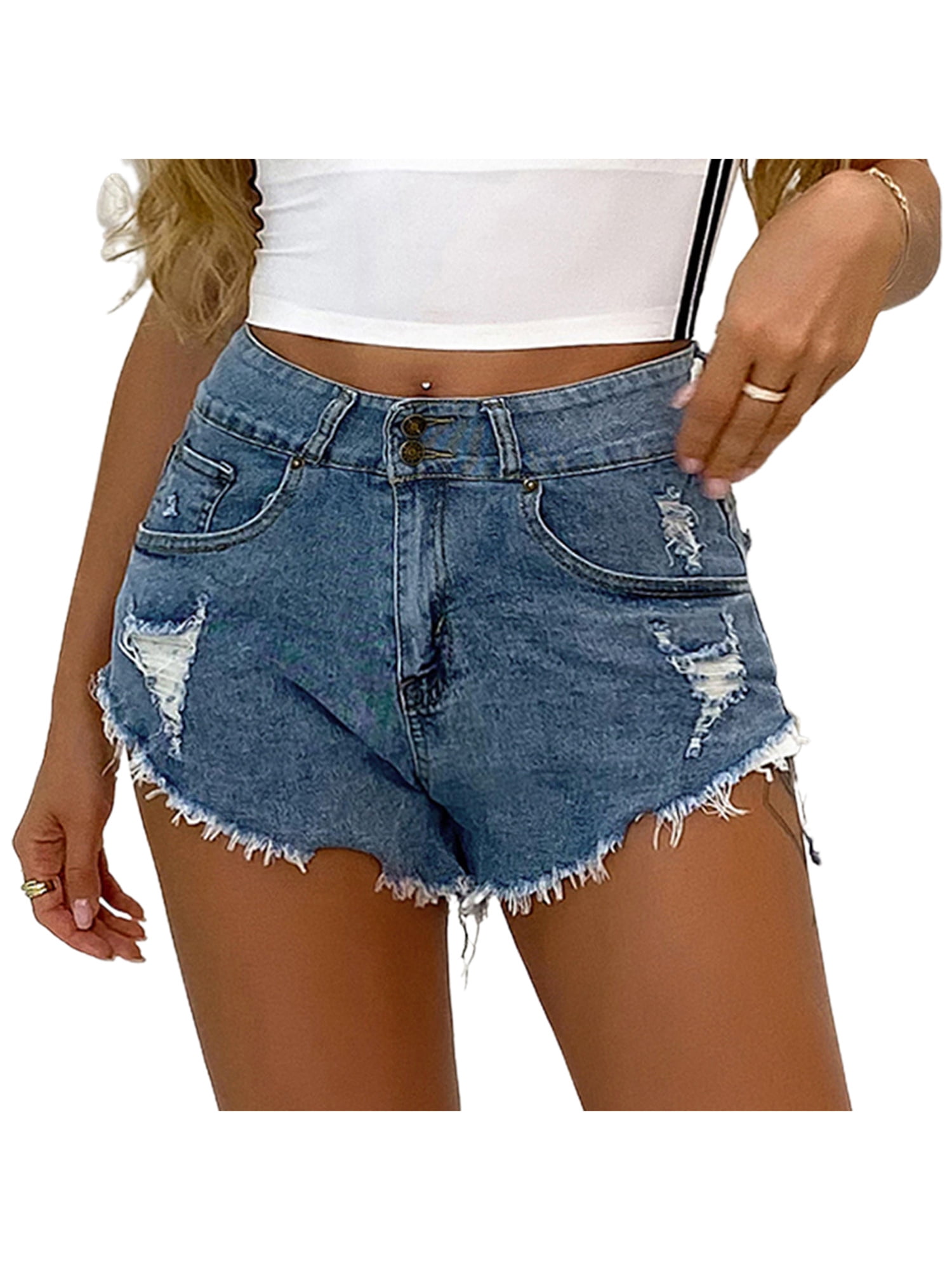 Women High Waisted Short Mini Jeans Denim Ripped Summer Casual Shorts Hot Pants 